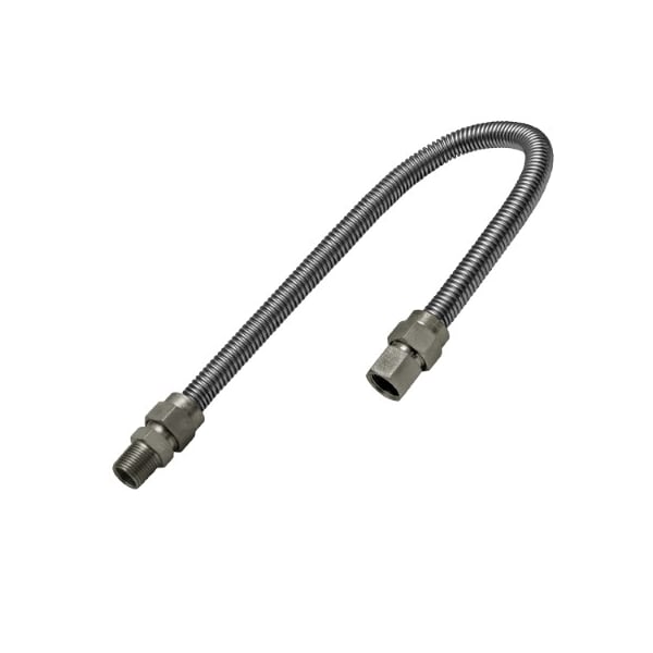 Flextron Gas Line Hose 5/8'' O.D. x 24'' Length 1/2" FIP x MIP Fittings, Stainless Steel Flexible Connector FTGC-SS12-24C - main